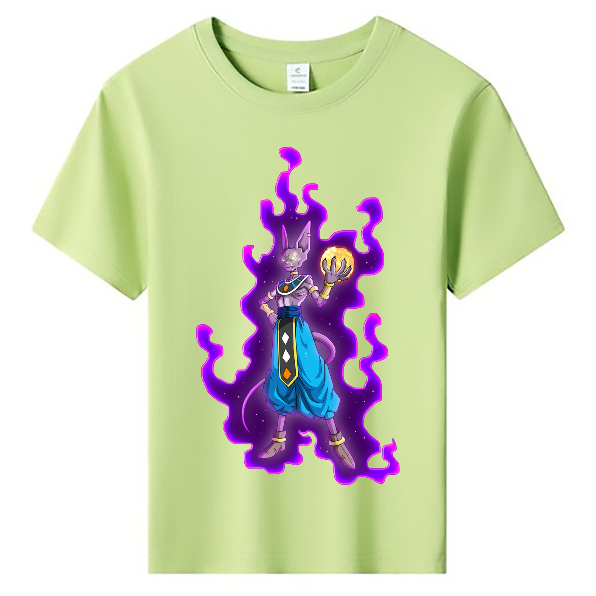 （画像用） ドラゴンボール ビルス 破壊神ビルス DRAGON BALL Beerus Birusu 綿100％キッズTシャツ（フロントプリント）